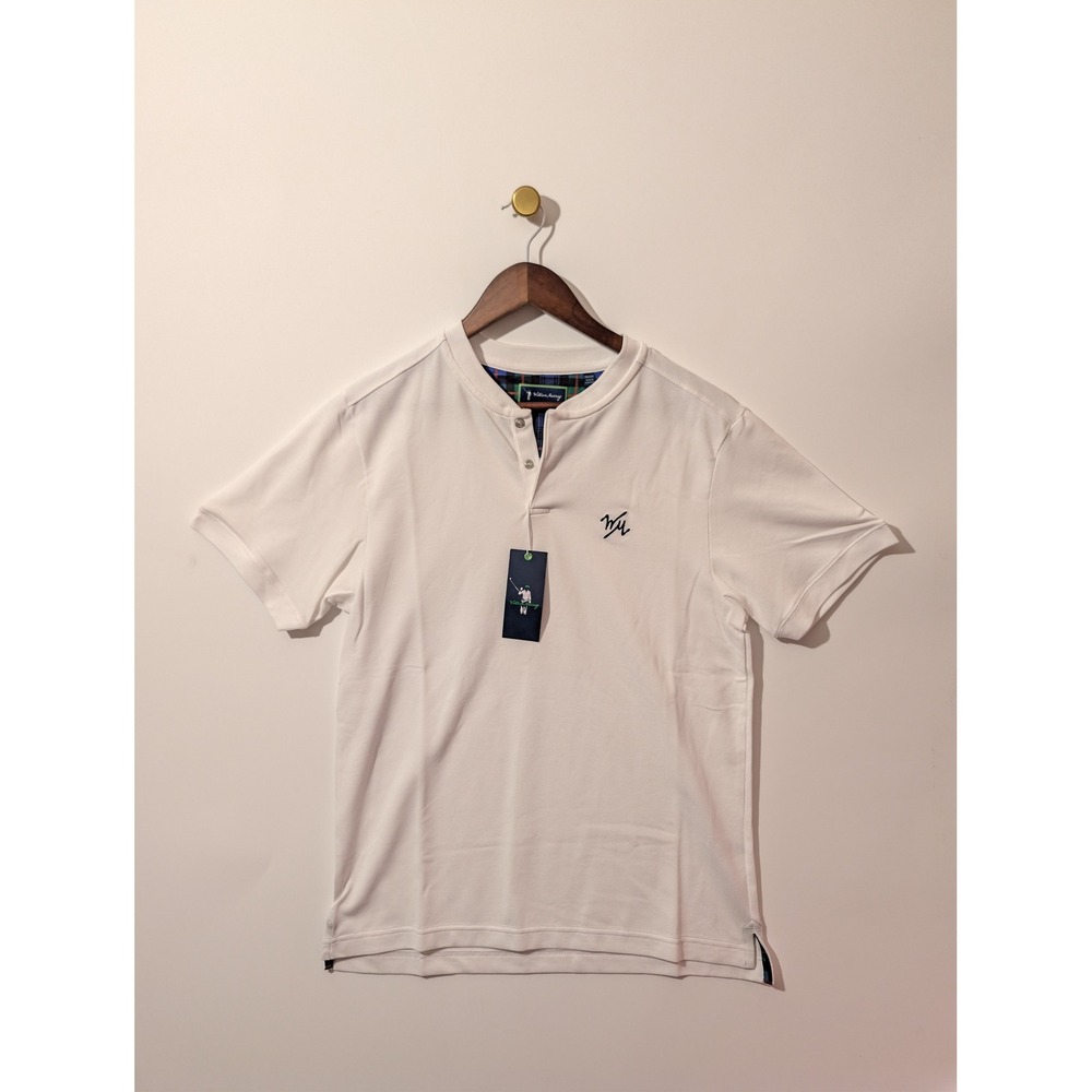 William Murray Tempo Band Polo Mens Medium White NWT Snap Collar Golf Shirt